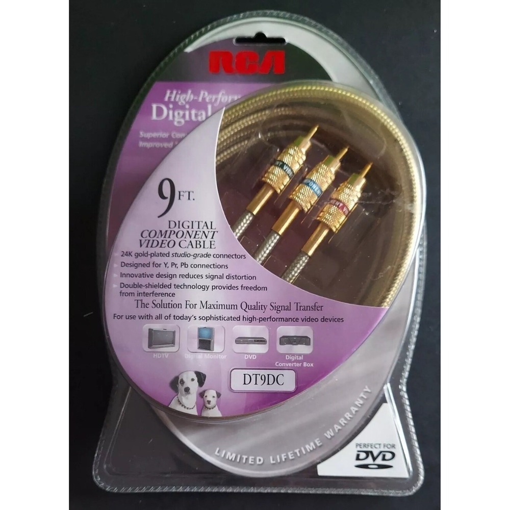 RCA DT9DC 9ft Digital AV DVD VCR Component Video Cable 24K Gold Plated Y2K NEW